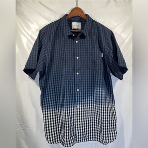 Men's Blue and White Checkered Shirt
